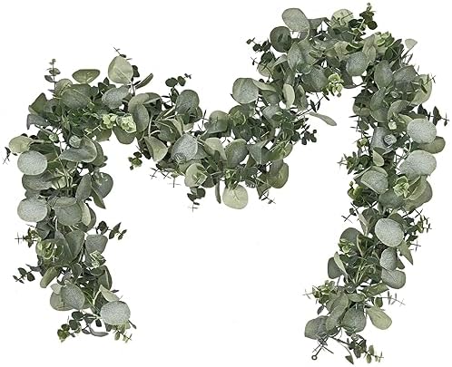 Dolicer 2 Packs 6FT Artificial Eucalyptus Garland Faux Greenery Garland by DolicerLANDSCAPEQ