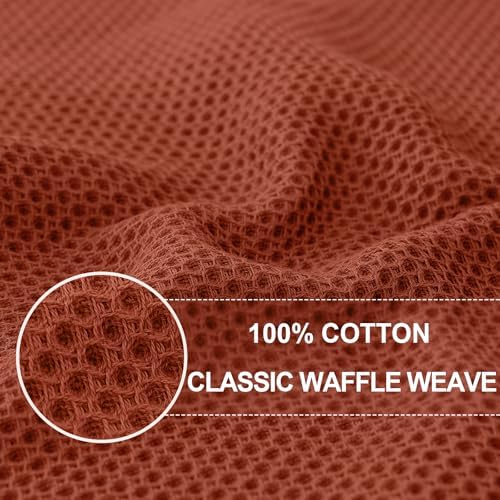 Homaxy 100% Cotton Oversized Waffle Weave Kitchen Towels 4-Pack, Rust - Image 2