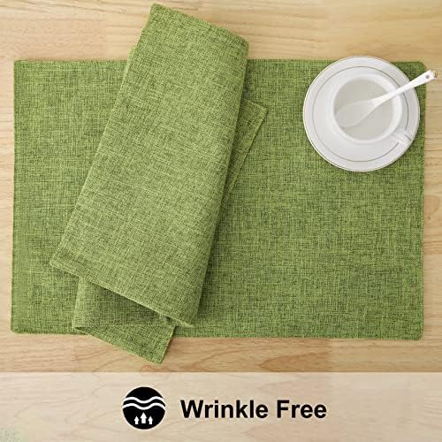 homing Faux Cotton Linen Placemats Set of 6, Cloth Dining Table Mats - Image 6