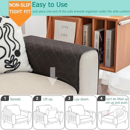 Remote Control Holder for Recliner Armchair Caddy Couch Armrest Organizer, Non-Slip Arm Chair Bedside Caddy Storage Organizer for Recliner Couch With 6 Pockets for Magazine, Phone, iPad (Black) - Image 4