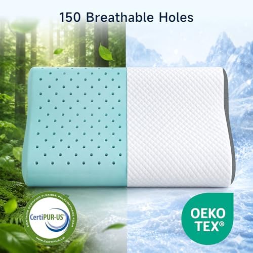 Memory Foam Cervical Pillow for Neck Support - Orthopedic Ergonomic Contour Pillow for Side Back Sleepers - Relatively Soft,150 Breathable Holes,Oeko-TEX & CertiPUR-US Certification,23.5x13.7x4.7/4" - Image 2