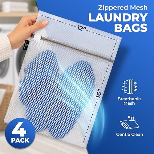 Handy Laundry Zippered Mesh Bags 4-Pack 12"x16", Honeycomb for Delicates - Image 2