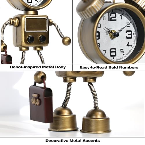 AYRELY® Industrial Steampunk Robot Table Clock,Battery Operated Metal Desk&Shelf Clock,Retro Mechanical Decorative Clock for Home,Living Room,Fireplace Decor - Image 6