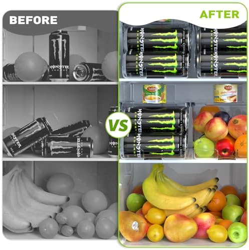 SCAVATA Soda Can Organizer for Refrigerator for Tall Cans of 16oz & 17oz, Stackable Beverage Cans Container Holder Dispenser with Lid for Fridge Pantry Rack Freezer (One Pack) - Image 6