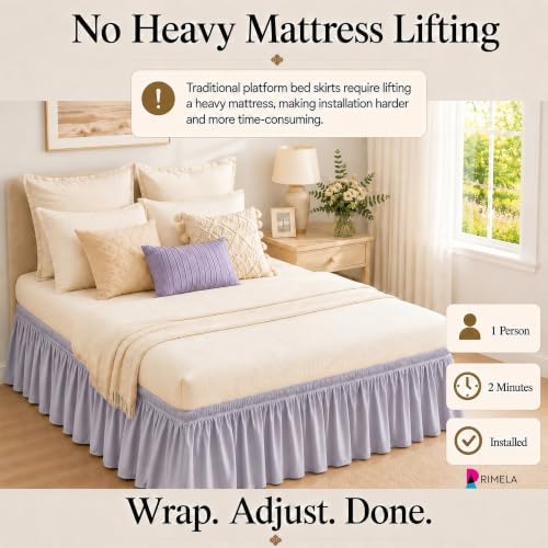 Lavender Purple Bed Skirt Queen 18" Drop, Elastic Wrap Around Bedskirt - Image 3