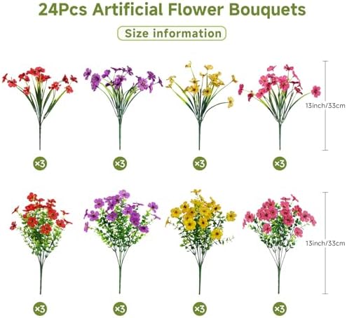 Alupssuc 24 Bundles Artificial Daisy Flowers UV Resistant for Outdoor Decor - Image 2