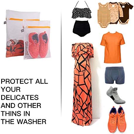 Laundry Bags Mesh Wash Bags, Lingerie Bag for Washing Delicates, Orange,M+L - Image 3