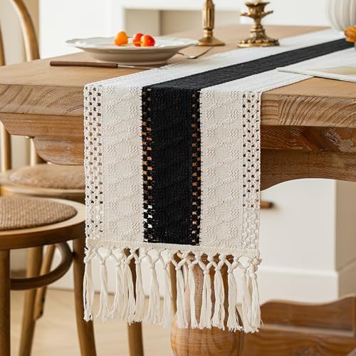 FEXIA Farmhouse Table Runner for Home Decor 12x60 Black Fall Home Decor - Image 5