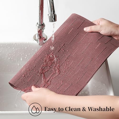 Leetaltree Burgundy Placemats Set of 8 - Heat Resistant Non-Slip Place mats for Dining Table, Washable Durable PVC Vinyl Woven Table Mats（Burgundy, 8） - Image 5