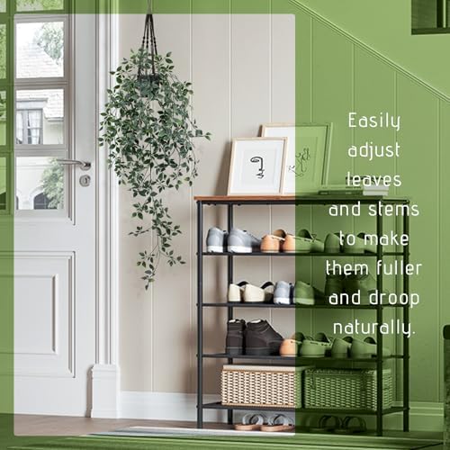 Fake Hanging Plant with Pot Small Artificial Potted Vine Plants 28.7-in Long Faux drooping Foliage Plants for Shelf Home Office Indoor Outdoor Garden Greenery Decor (Black Pot) - Image 5