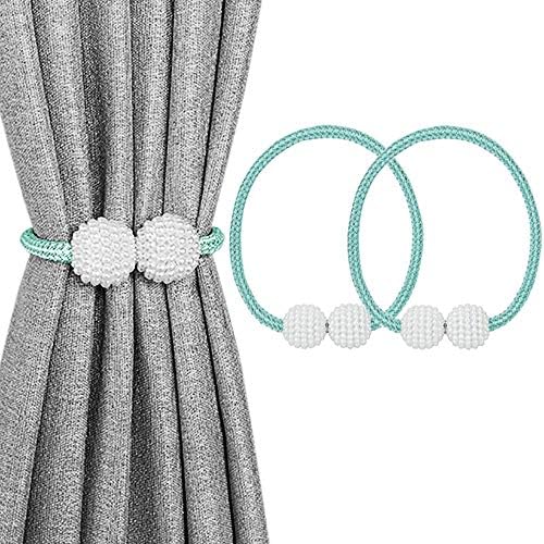 MELALUXE 2 Pack Magnetic Curtain Tiebacks, Decorative Curtain Holdbacks for Window Décor (Teal) by Melaluxe