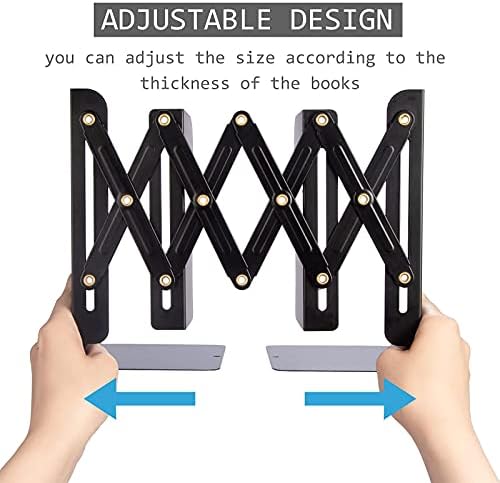 Aobopar Adjustable Book Ends, Metal Bookends for Heavy Books, Desk Book Holder for Shelves, Book Organizer for Desk, Suitable for Office, Home and School Use (Black) - Image 4