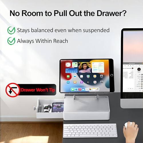 Laptop Stand with Storage Drawer, Heavy-Duty Metal Laptop Riser for Desk - Image 4