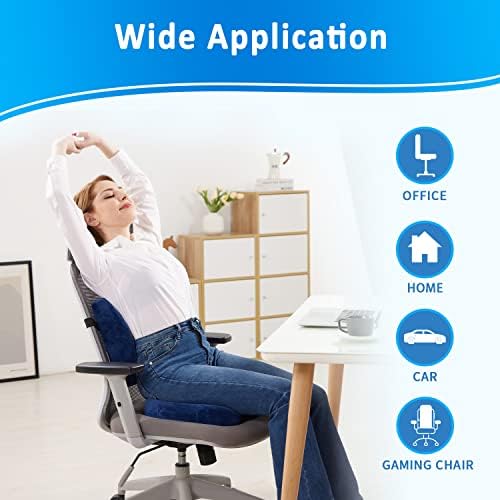 SAIREIDER Chair Cushion and Lumbar Support Pillow for Office Chair, Car Seat Cushions Back Support Pillows, Memory Foam Chair Support for Back&Lumbar, Relieve Tailbone Pain and Sciatica (Blue) - Image 5