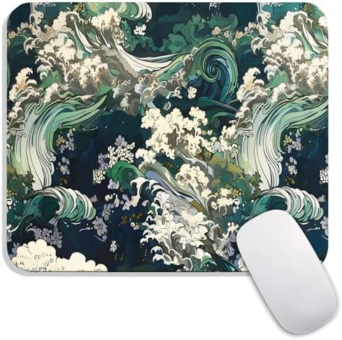 Square Mouse Pad Japanese Art,Personalized Premium-Textured Custom Mouse Mat Design,Washable Mousepad Lycra Cloth,Non-Slip Rubber Base Computer Mouse Pads for Wireless Mouse by Armanza