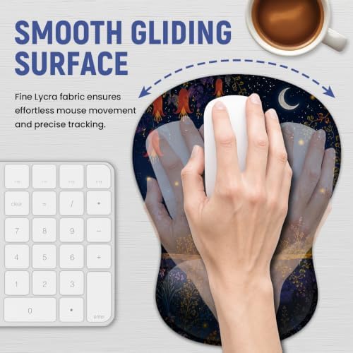 Ergonomic Mouse Pad with Wrist Rest, Gel Wrist Support, Starlit Cat - Image 4