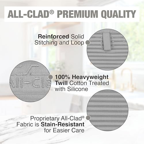 All-Clad Premium Pot Holder & Hot Pad: Heat Resistant to 500 Degrees - 100% Cotton, 10"x6.25" Hot Pad for Kitchen and Barbeque, (1-Pack), Titanium - Image 5