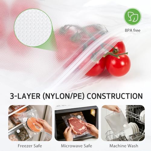 Syntus 40 Pcs Reusable Vacuum Sealer Bags for Food, 8"x10"+12"x13" (S+L) - Image 6