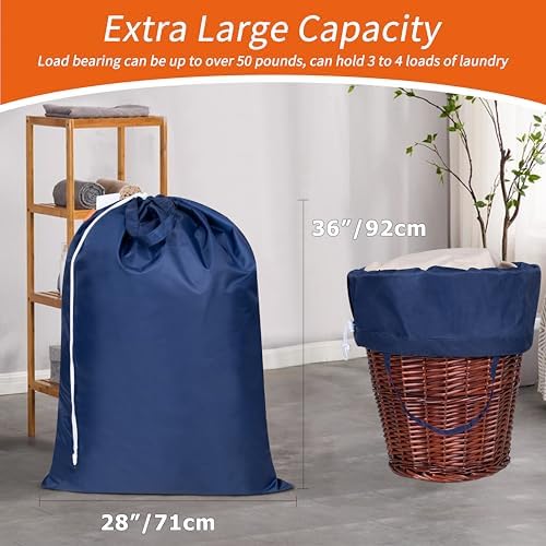 Polecasa Extra Heavy-Duty Laundry Bag with Handles, Navy, 28x36" - Image 4