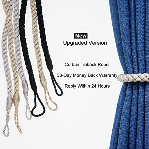 Curtain Tiebacks Ropes, 6pcs Decorative Handmade Tie Backs Curtain Holdbacks Holders Cord for Window Sheer Drapes Indoor Outdoor, Grey - Image 7