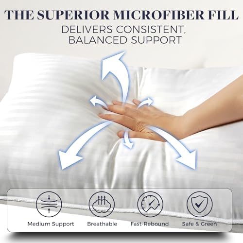 Basic Beyond Hotel Collection Bed Pillows for Sleeping - King Size Pillows Set of 4, 20x36, White - Image 5