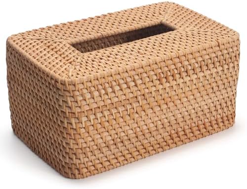 Rattan Tissue Box Cover, Rectangle Wicker Tissue Box Holder, Boho Tissue Box Cover for Living Room, Bathroom, Kitchen, Bedroom, 10.2 x 6.2 x 5.3 inch, Natural - Image 6