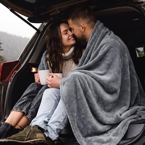 Bedsure GentleSoft Fleece Blanket Twin Size Grey - 300GSM Lightweight Plush Fuzzy Cozy Soft Warm Blanket for Bed, Sofa, Couch, Travel, Camping, 60x80 inches - Image 4