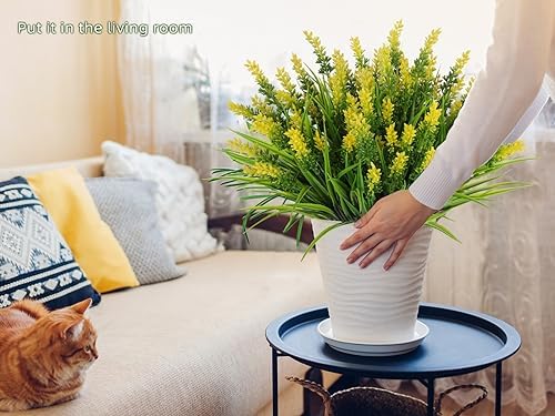 RECUTMS 12 Bundles Artificial Grass Fake Plants Outdoor Yellow Fake Grass - Image 4