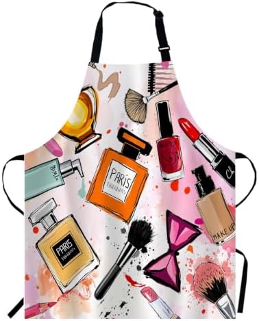 WONDERTIFY Cosmetics Apron,Women Cosmetics Perfume Lipstick Series Bib Apron with Adjustable Neck for Men Women,Suitable for Home Kitchen Cooking Waitress Chef Grill Bistro Baking BBQ Apron by WONDERTIFY