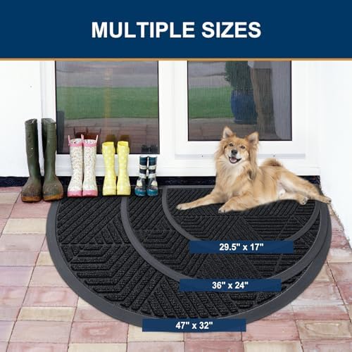 Smiry Half Circle Front Door Mat Outside Entrance, Rubber Doormat, 35x23 - Image 2