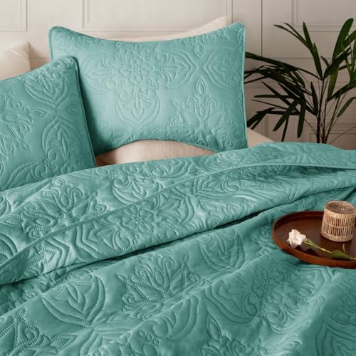 Whale Flotilla King Quilt Bedding Set Vintage Damask Reversible Bedspread - Image 3