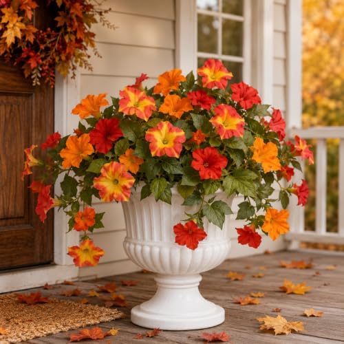 2Pcs Artificial Fall Fake Petunias Flowers Plants for Outdoor Decoration - Image 7