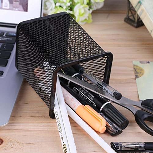 EORTA 3 Pack Square Pen Holders Pencil Holders Black Metal Mesh Pen Pencil Cups Stationery Organizer for Desk - Image 6