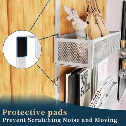 Consumest Over The Door Hooks Organizer - 3 Tier Door Hanger with 9 Coat Hooks & 2 Mesh Basket, Back Storage Organizer Hanging Towels for Bathroom, Bedroom, Silver - Image 3