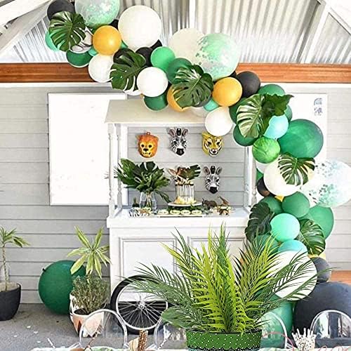 PASYOU Artificial Palm Tree, Plastic Plants Greenery Fake Tropical Shrubs Faux Big Leaves for Home Indoor Outdoor Garden DIY Basket Planter Filler Wedding Party Decoration UV Resistant - 2 Pack - Image 6