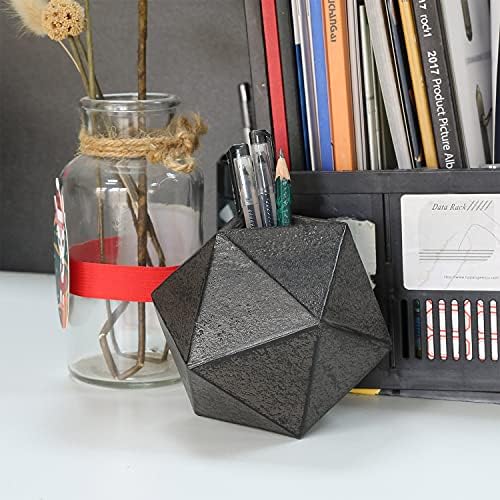 Ambipolar Geometric Decorative Ball Shaped Bookends, Modern Cast Iron Black Bookends for Office Desk, Book Shelf, Room Decor, Home Office, Book Stand or Organizer, Set of 2. Antique Black - Image 4