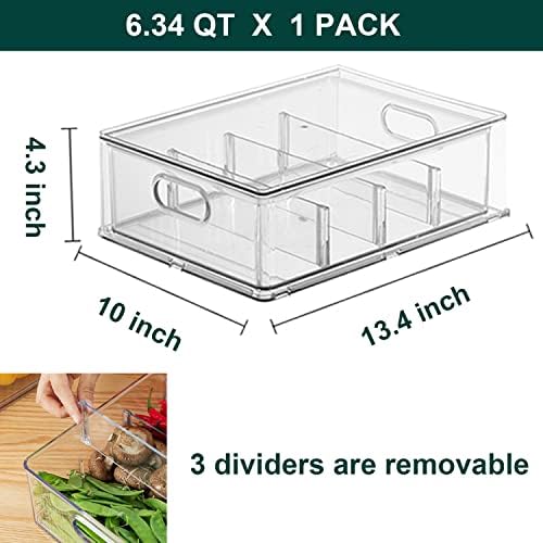 LALASTAR Refrigerator Organizer Bin with Pull-out Drawer, Large Fridge Organizer and Storage Clear, Stackable Pantry Organizer with Handle, BPA Free, 1 Pack, 6.34QT - Image 5