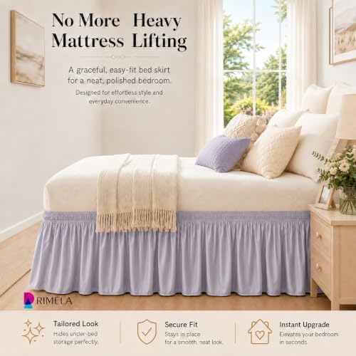 Lavender Purple Bed Skirt Queen 18" Drop, Elastic Wrap Around Bedskirt - Image 4