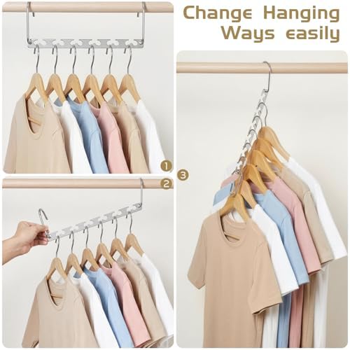 HOUSE DAY 10.5 Inch Closet Space Saving Wardrobe Clothing Magic Hangers Oragnizer Heavy Chrome Hangers, Updated Hook Design Pack of 8 - Image 6