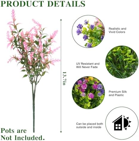 CEWOR Mixed Artificial Flowers for Outdoors UV Resistant Faux Flowers - Image 2