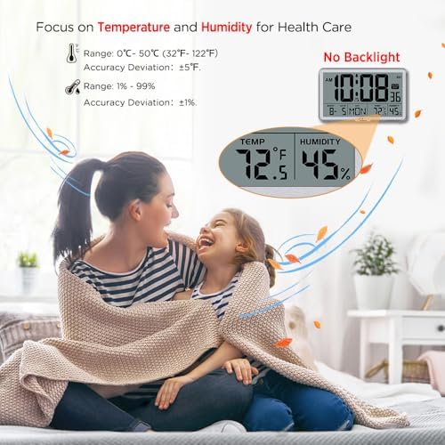 WallarGe Auto Set Digital Wall Clock Battery Operated, Auto DST - Image 3