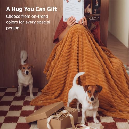 Bedsure Soft Queen Size Blanket for Bed Burnt Orange 90"x90" - Image 5