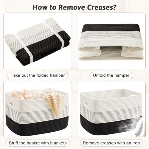 Artfeel Blanket Basket,Rectangle Woven Baskets for Storage,65L Laundry Basket for Decorative Nursery Blanket,Toys,Dirty Clothes and Magazine in Shelves,Baby Room,and Living Room - Image 7