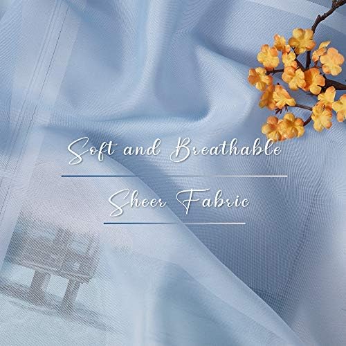 NICETOWN Navy Blue Ombre Sheer Scarf Curtains Valances, Elegant Backdrop Voile Texture for Indoor Outdoor Wedding Ceremony/Party/Pergola Canopy, Set of 2, W60 x L216 - Image 5
