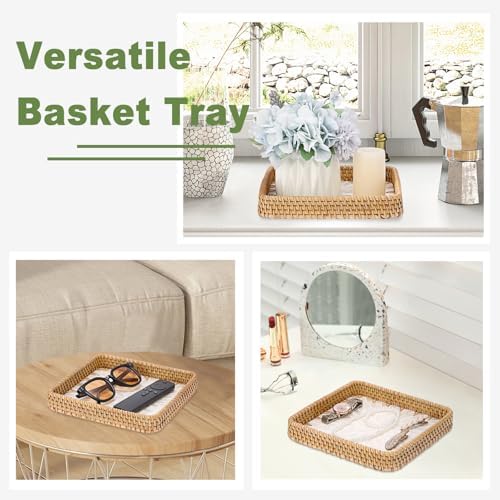 Small Wicker Tray, Handwoven Rattan Key Tray for Entryway Table - Image 4