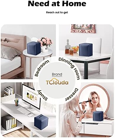 Tissue Box Cover for PU Leather, Modern Simple Solid Color Holder Square Tissue Bag, Ideal for Bathrooms,Office,Car,Outdoor Tent,Dining Table,5"X5"X5", Single Navy Blue - Image 4