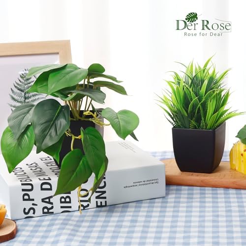 Der Rose 6Pcs Small Faux Plants Indoor with Black Pots for Bathroom Decor - Image 4