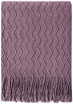 BOURINA Dark Lavender Throw Blanket 50x60 Inch Knit Soft Throw Sofa Blanket by BOURINA