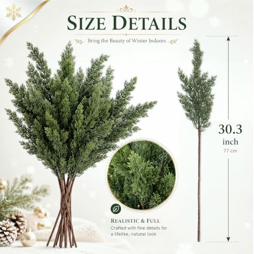 Wavwavw 6 Pcs 25.5 Inch Artificial Christmas Cedar Pine Needles Branches - Image 3