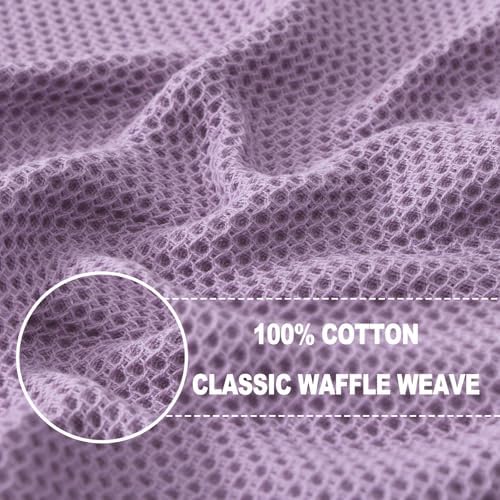 Homaxy 100% Cotton Waffle Weave Kitchen Dish Towels 4-Pack, Lavender - Image 2